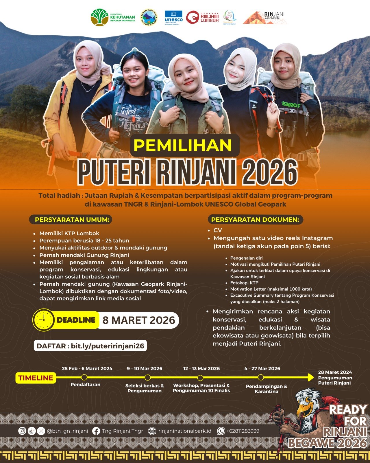 Pemilihan Puteri Rinjani Dorong Peran Pemuda dalam Konservasi dan Pendakian Berkelas Dunia